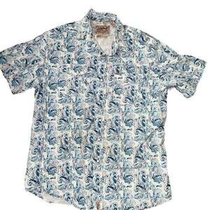 Rafter C Men's Blue Paisley Pearl Snap Short Sleeve Western Shirt